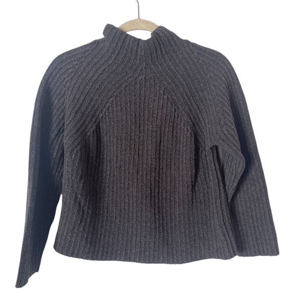 Sigrid Olsen Cotton Angora‎ Cashmere Grey Mockneck Ribbed Sweater - Picture 1 of 6